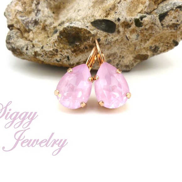 Swarovski Crystal Soft Rose Ignite Pear Teardrop Earrings, Assorted Finishes - Picture 6 of 8